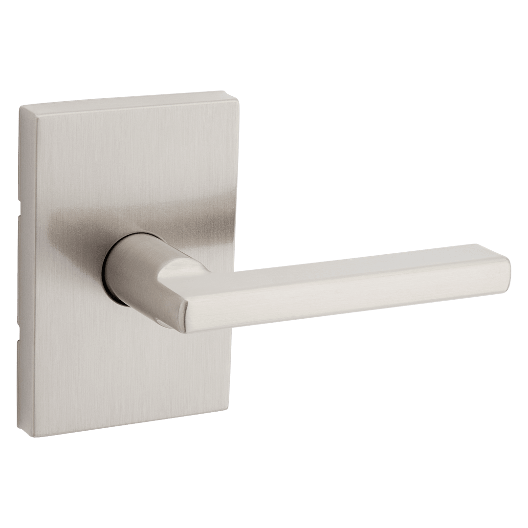 Halifax Hall/Closet Lever w/ Rectangular Rose in Satin Nickel