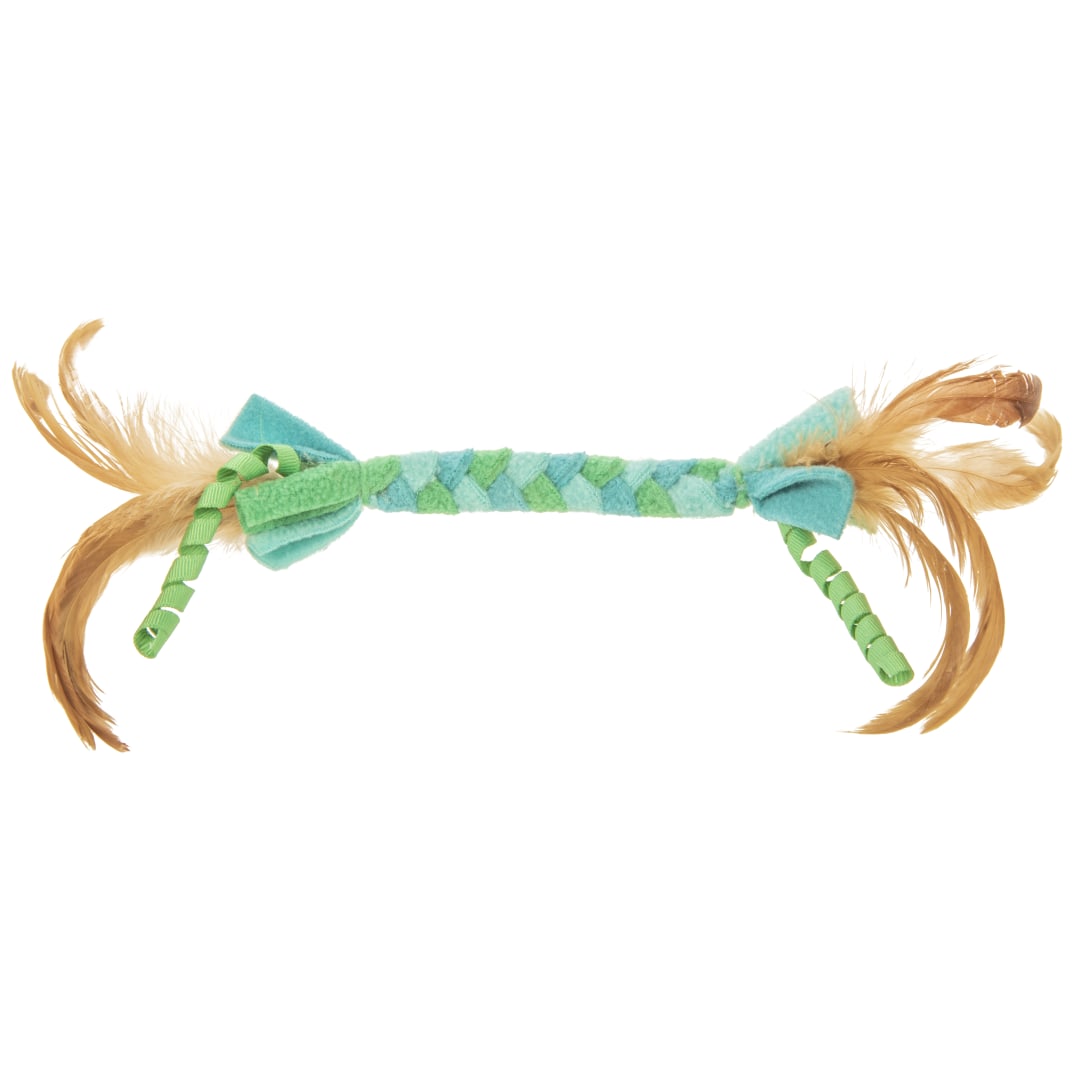 Petlinks Fleecy Fun Plush Braided Fleece and Feather Cat Toy