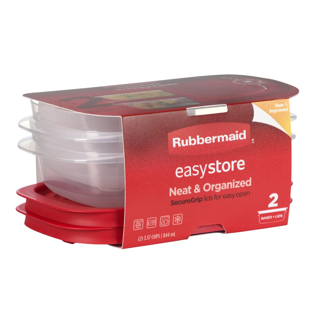 Rubbermaid 3.57-Cup EasyStore Rectangle Food Storage Containers with Lids, 2 Pack