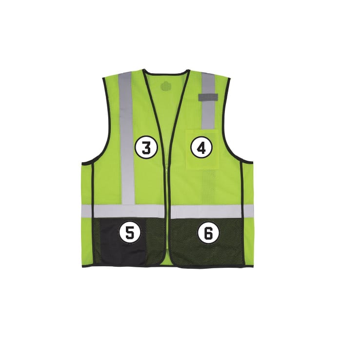 GloWear 8210Z-BK Mesh Hi-Vis Safety Vest - Type R, Class 2, Zipper, Black Bottom