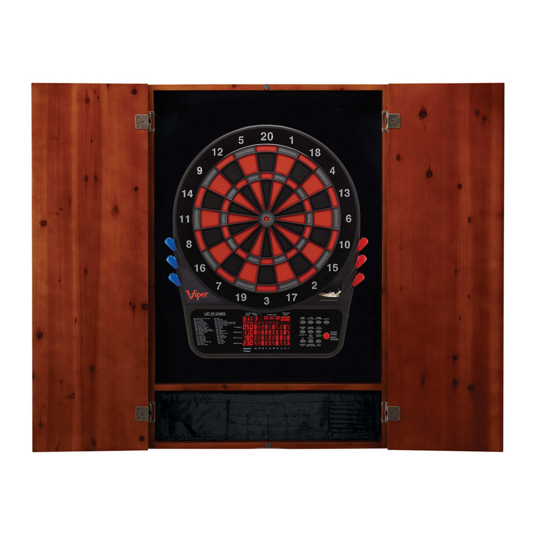 Viper Metropolitan Cinnamon Soft Tip Dartboard Cabinet and Viper 800 Electronic Dartboard