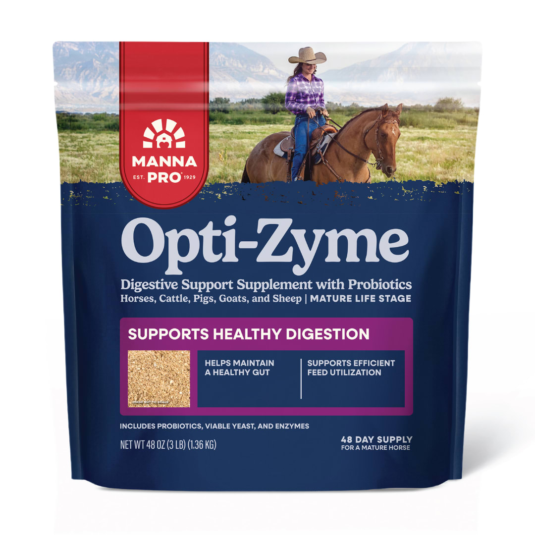 Manna Pro Opti-Zyme Microbial Digestive Supplement | Probiotic Supplement for Horses, Cattle, Pigs, Sheep and Goats | 3 Pounds