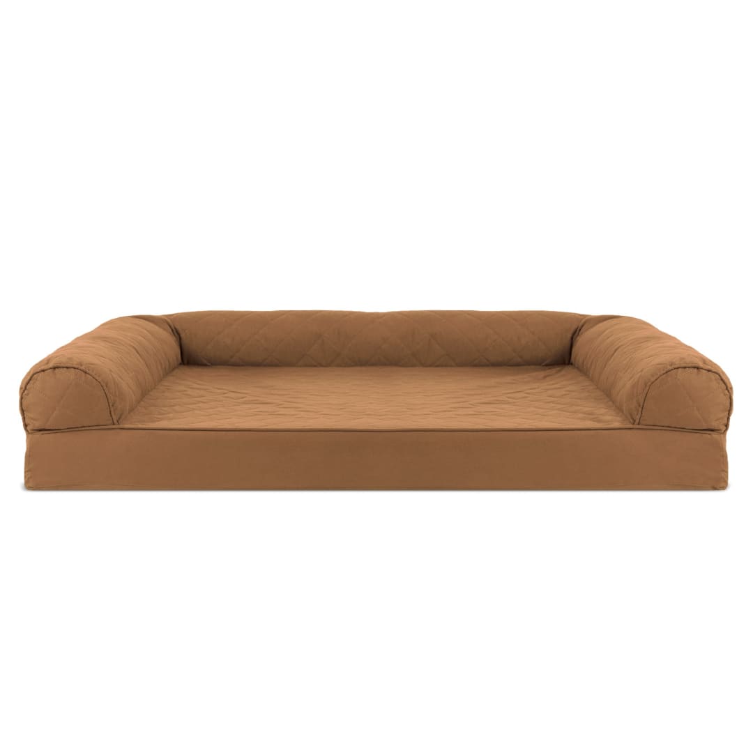 JM-Quilted Memory Top Sofa Pet Bed - Toasted Brown
