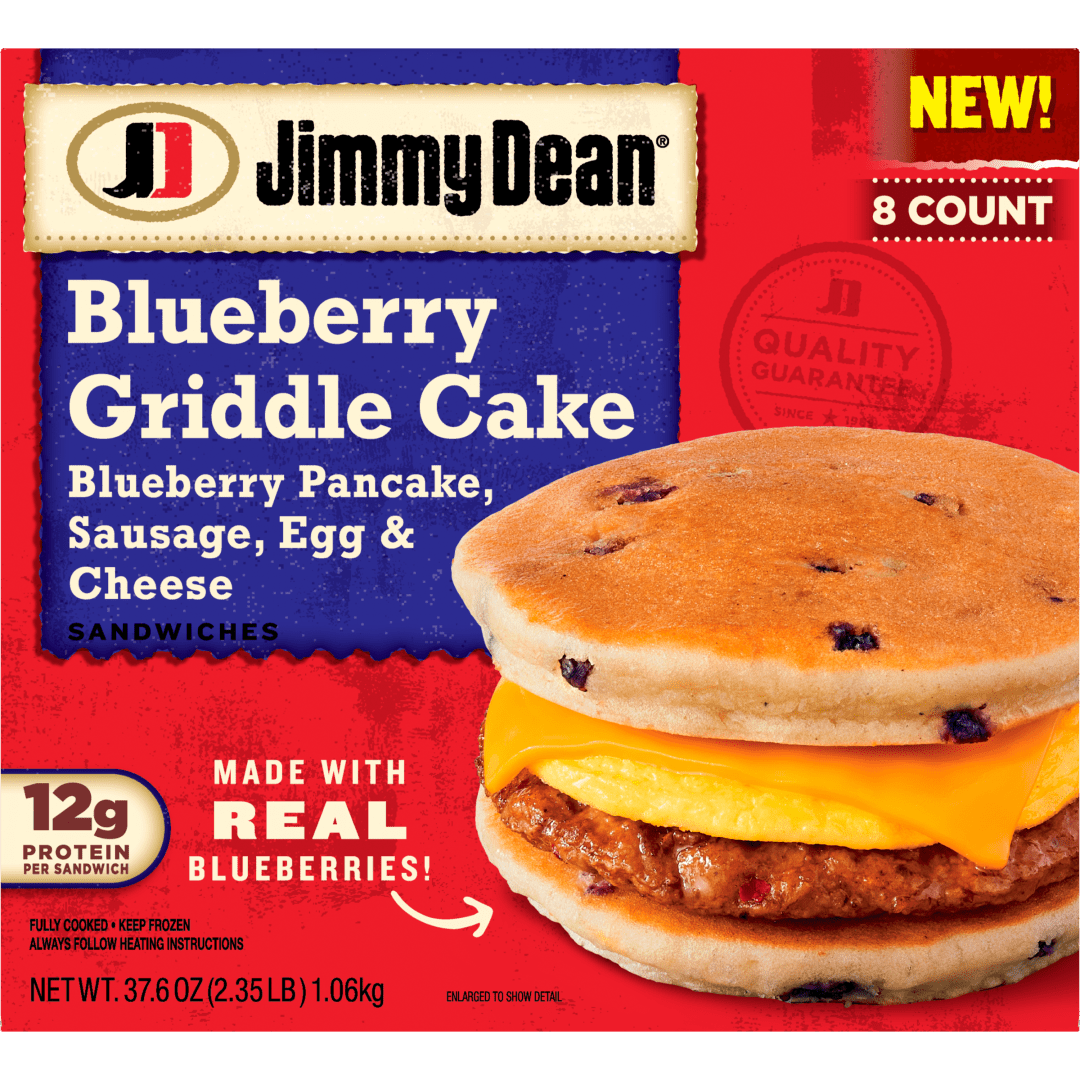 Jimmy Dean Maple Blueberry Griddle Cake Breakfast Sandwiches, Sausage, Frozen Breakfast, 8 Count