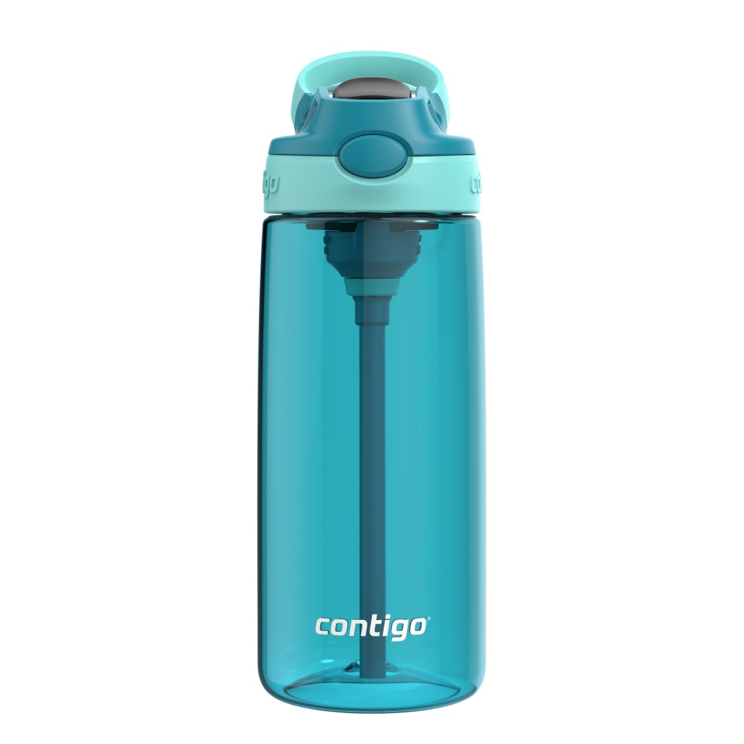 Contigo® Botella de Agua para Niños Aubrey, con Pajita AUTOSPOUT®, 20 oz, a Prueba de Derrames, Verde y Azul