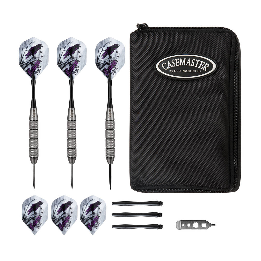 Viper Underground Raven Steel Tip Darts 25 Grams and Casemaster Select Black Nylon Dart Case