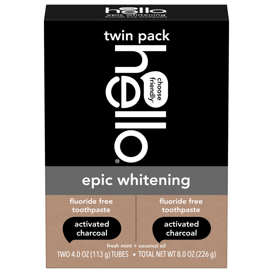hello Epic Whitening Charcoal Fluoride Free Toothpaste, Fresh Mint, 2 Pack, 4.0 Oz Tubes