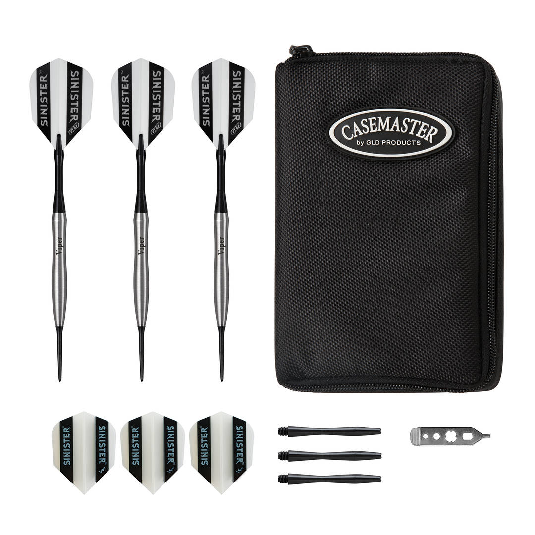 Viper Sinister 95% Tungsten 24 Gram Steel Tip Darts & Casemaster Select Black Dart Case