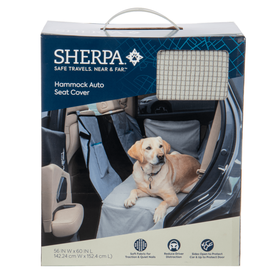 Sherpa Quiet Ride Auto Pet Hammock, Non-Slip Textured Plush, Fits Most Cars, Gray