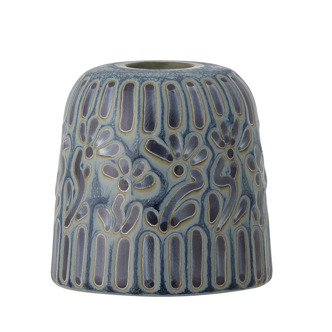 82062519 - Samsin Candle Holder, Blue, Stoneware STOCK: 300
