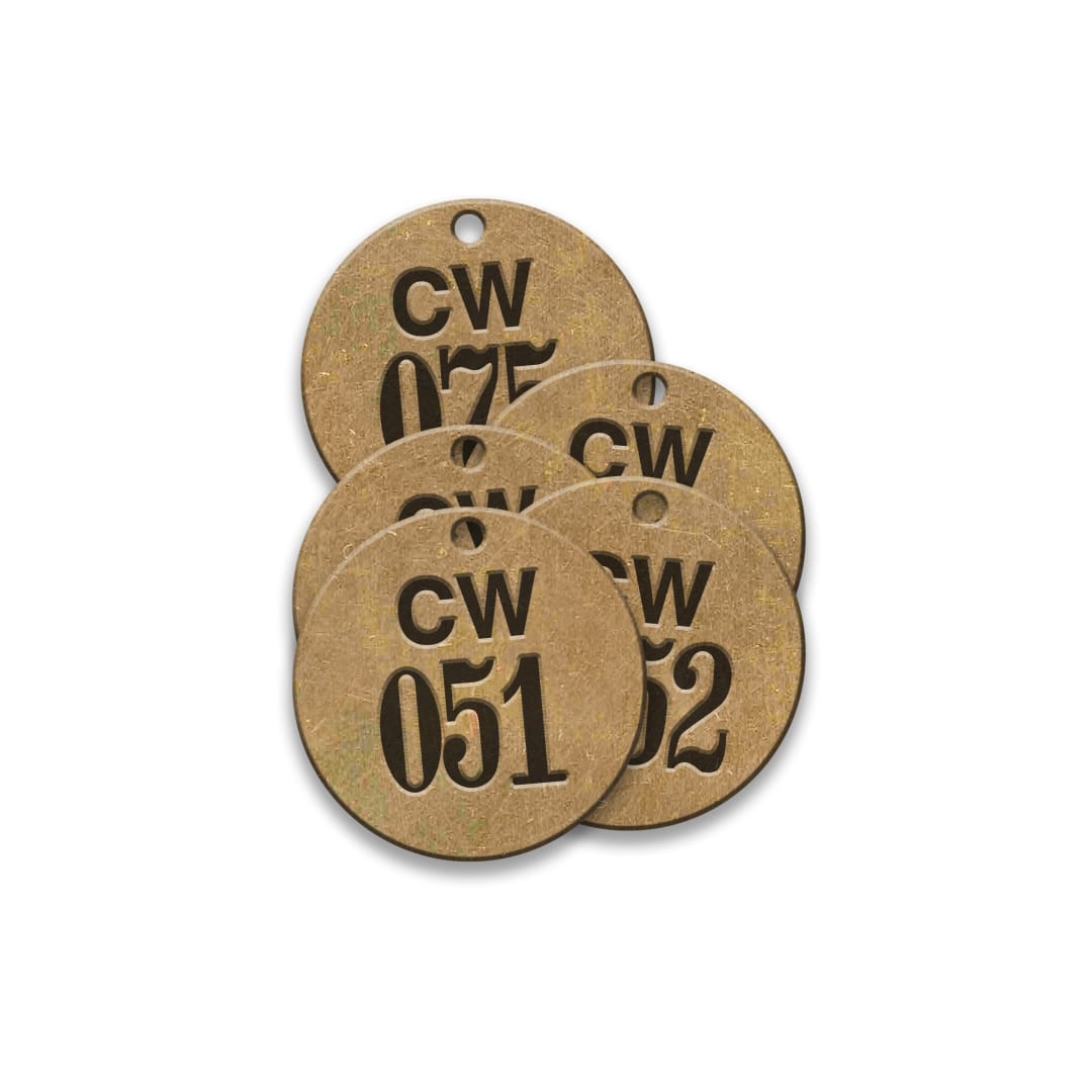 Valve Tag-CW Round 051-075 1-1/2" Brass 25 Pack