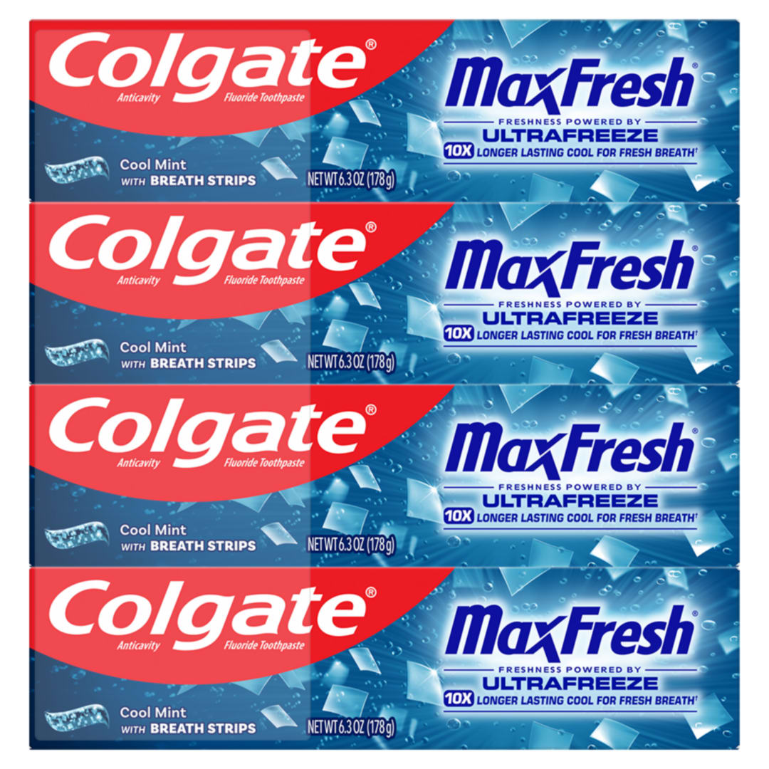 Colgate MaxFresh Cool Mint Toothpaste, 4 Pack, 6.3 oz