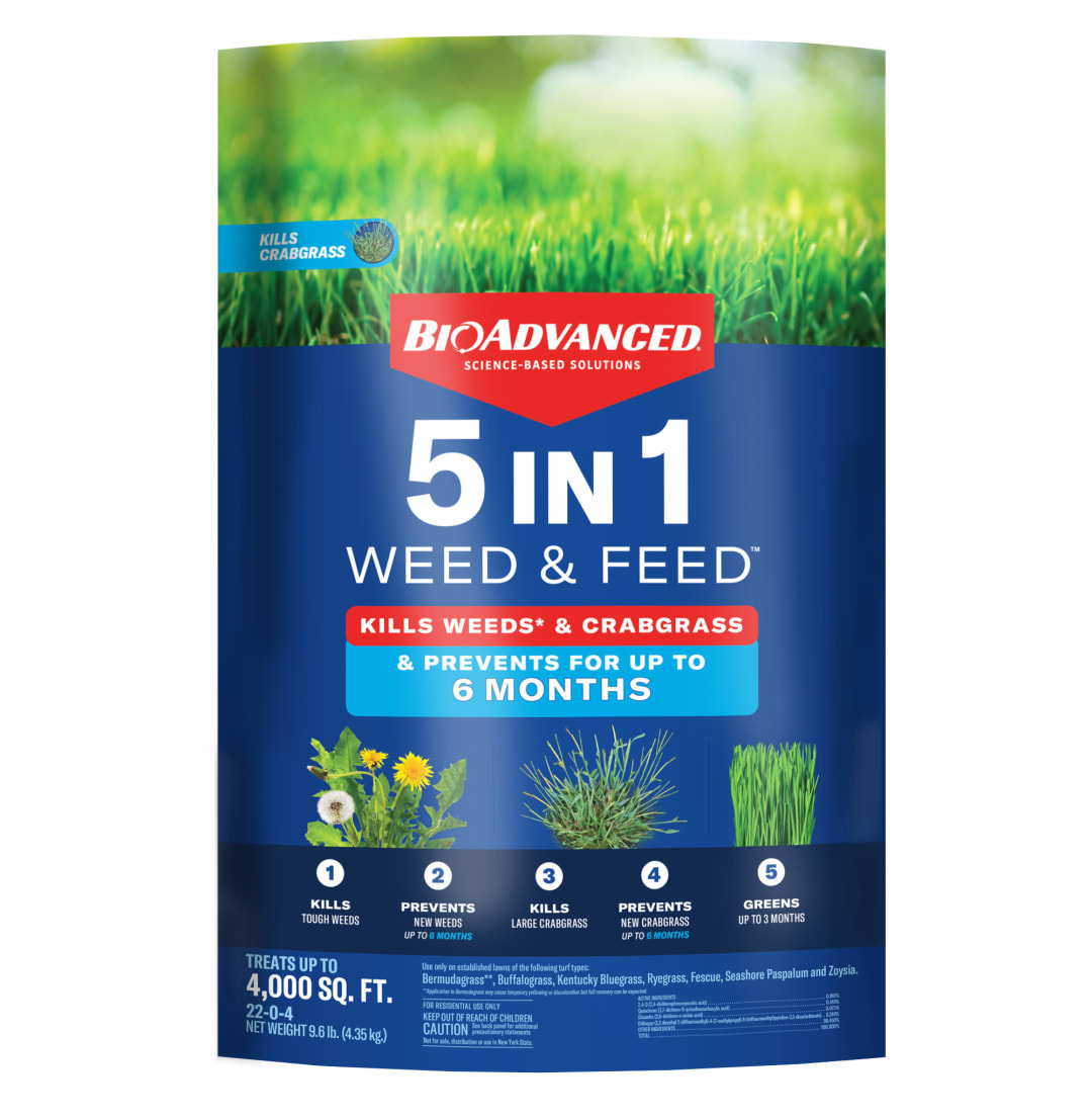 704860Z, BioAdvanced 5-in-1 Weed and Feed 9.6 LBS