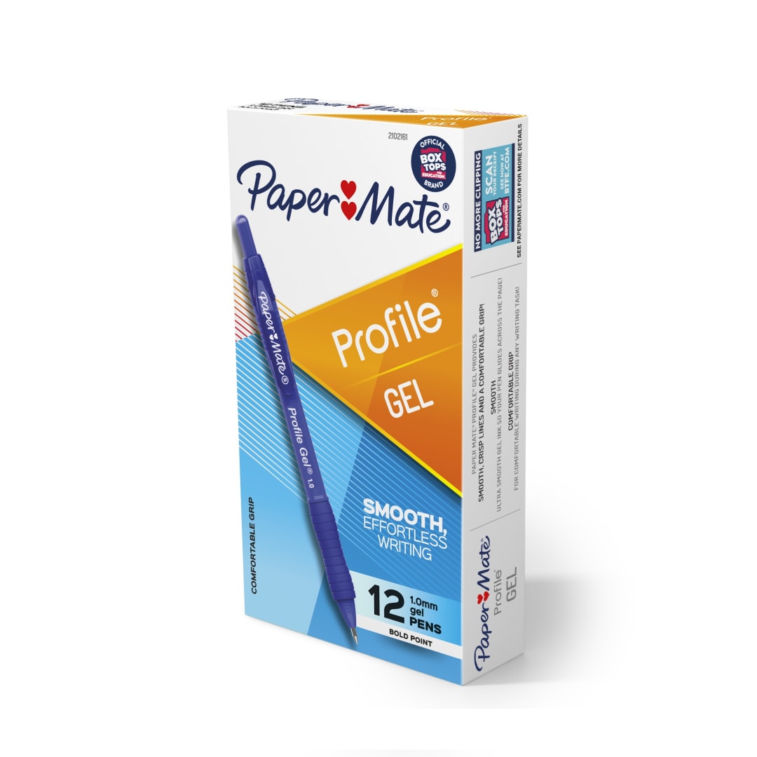 Paper Mate® Gel Pen, Profile Retractable Pen, 1.0mm, Blue, 12 Count
