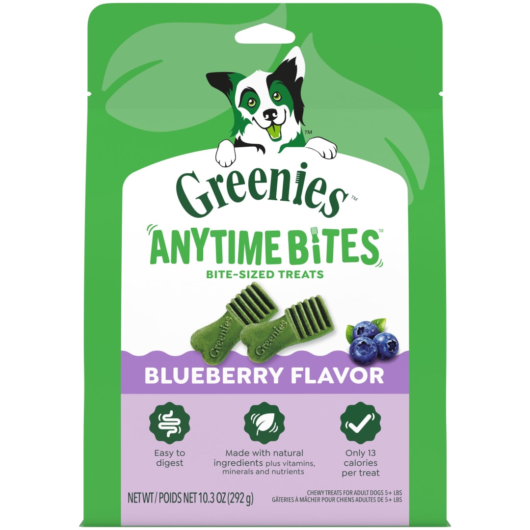 GREENIES ANYTIME BITES Dog Treats, Blueberry Flavor, 10.3 oz. bag