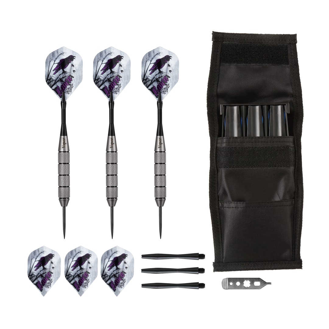 Viper Underground Raven Steel Tip Darts 25 Grams and Casemaster Single Black Dart Case