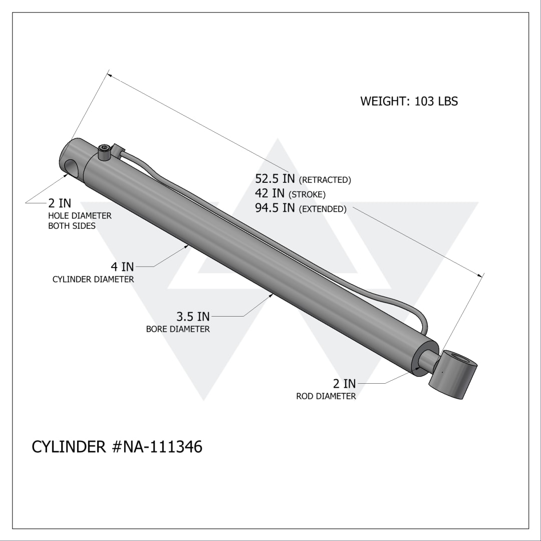 Wastebuilt® Replacement for New Way Tailgate Cylinder, King Cobra/Magnum (3.5" X 2" X 42")