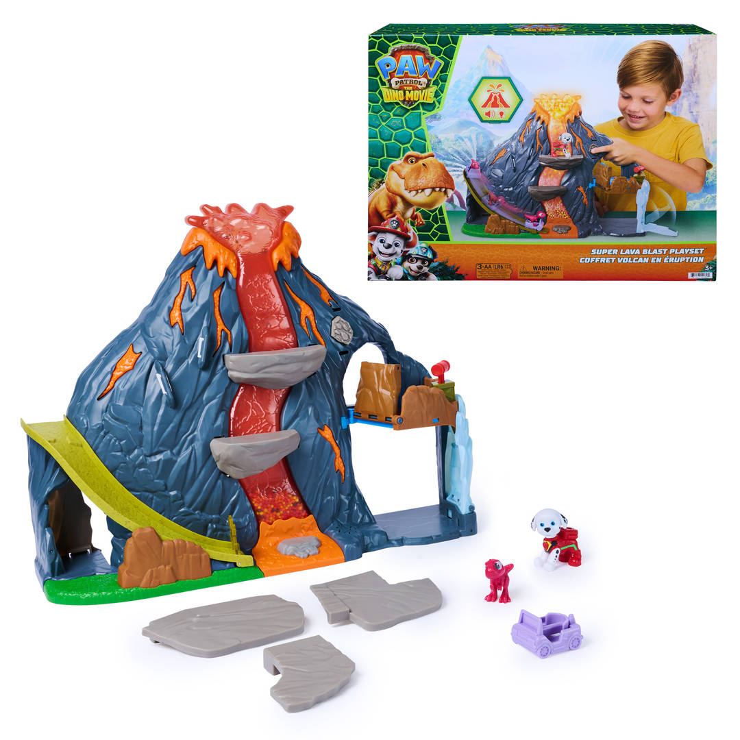 PAW Patrol The Dino Movie Super Lava Blast Volcano Playset with 2 Figures