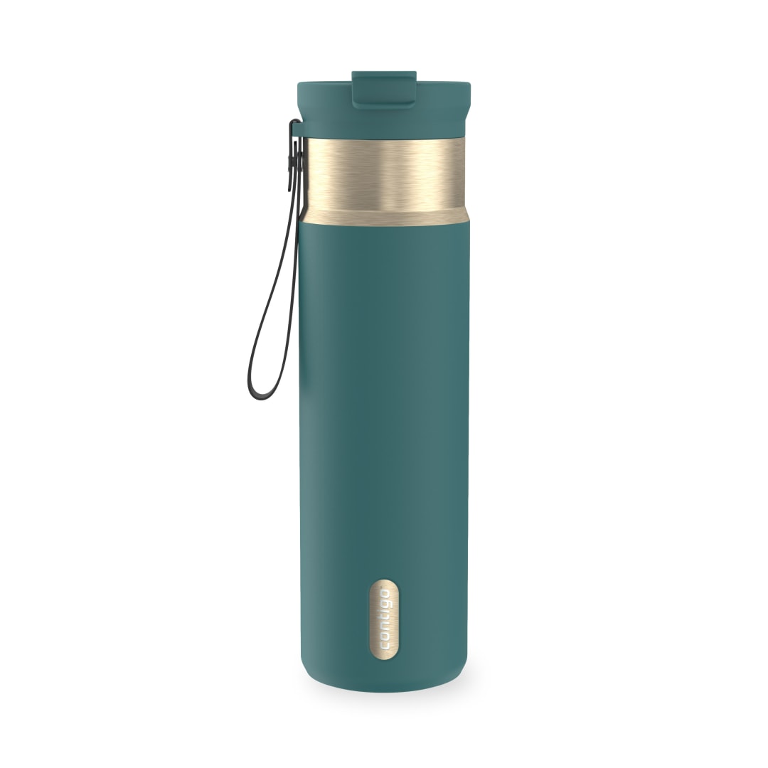 Contigo DualSip Insulated Stainless Steel Water Bottle with 2-Way Lid and Carrying Strap, 24 oz (710 ml)