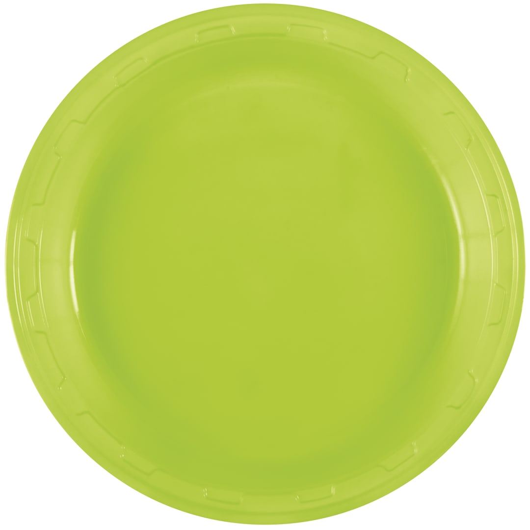 Neon Green Solid Round 10" Plastic Dinner Plates, 50ct