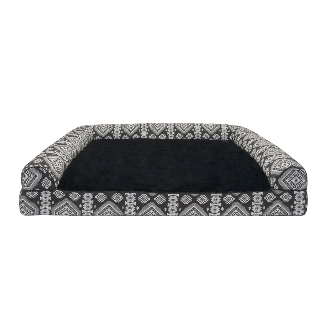 FurHaven Southwest Kilim Orthopedic Sofa Pet Bed, Black Medallion, Jumbo Plus/XXL