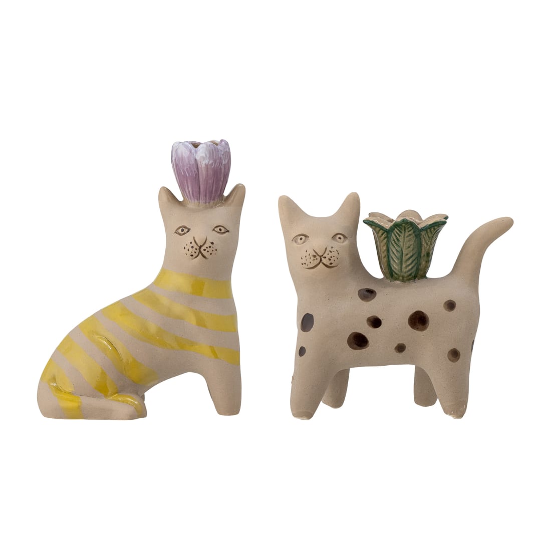 82058194 - Mamie Candle Holder, Multi, Stoneware STOCK: 300