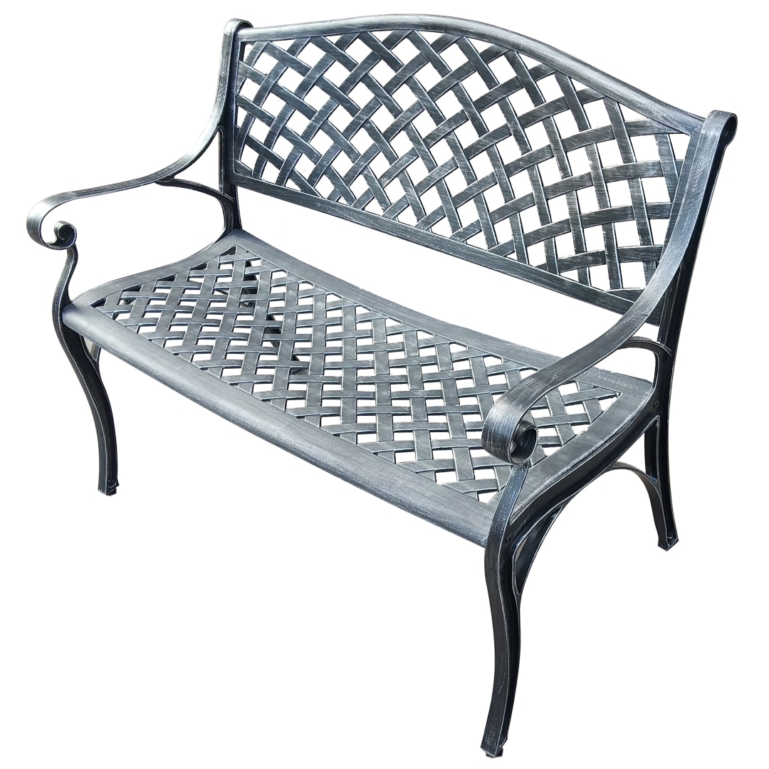 Outdoor Aluminum Modern Grey Patio Bench Loveseat