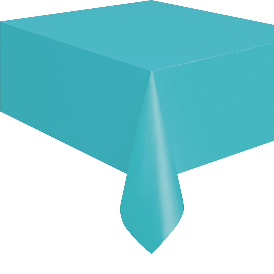 Terrific Teal Solid Rectangular Plastic Table Cover, 54" x 108"