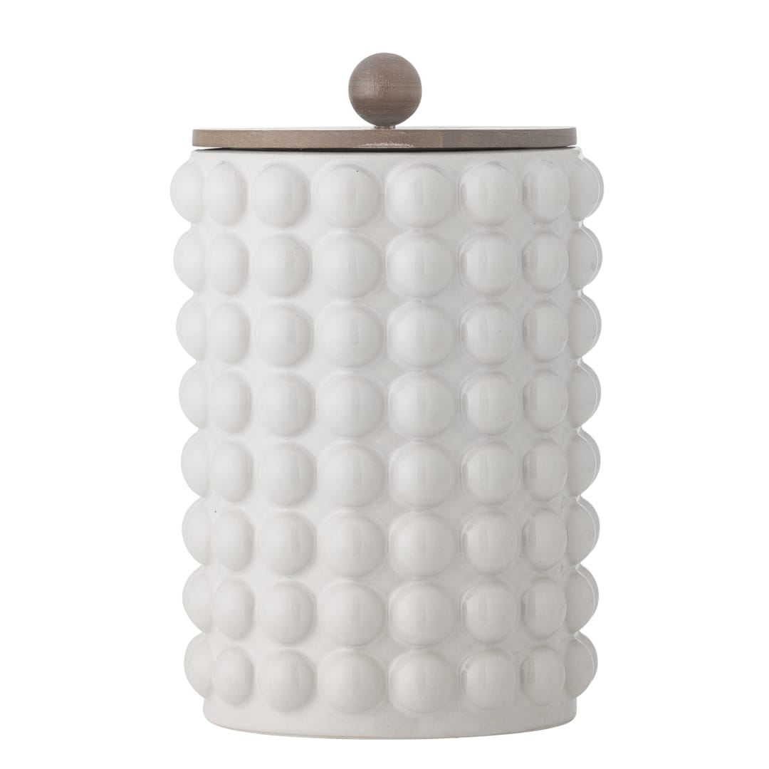 82072520 - Madge Jar w/Lid, White, Stoneware STOCK: 130