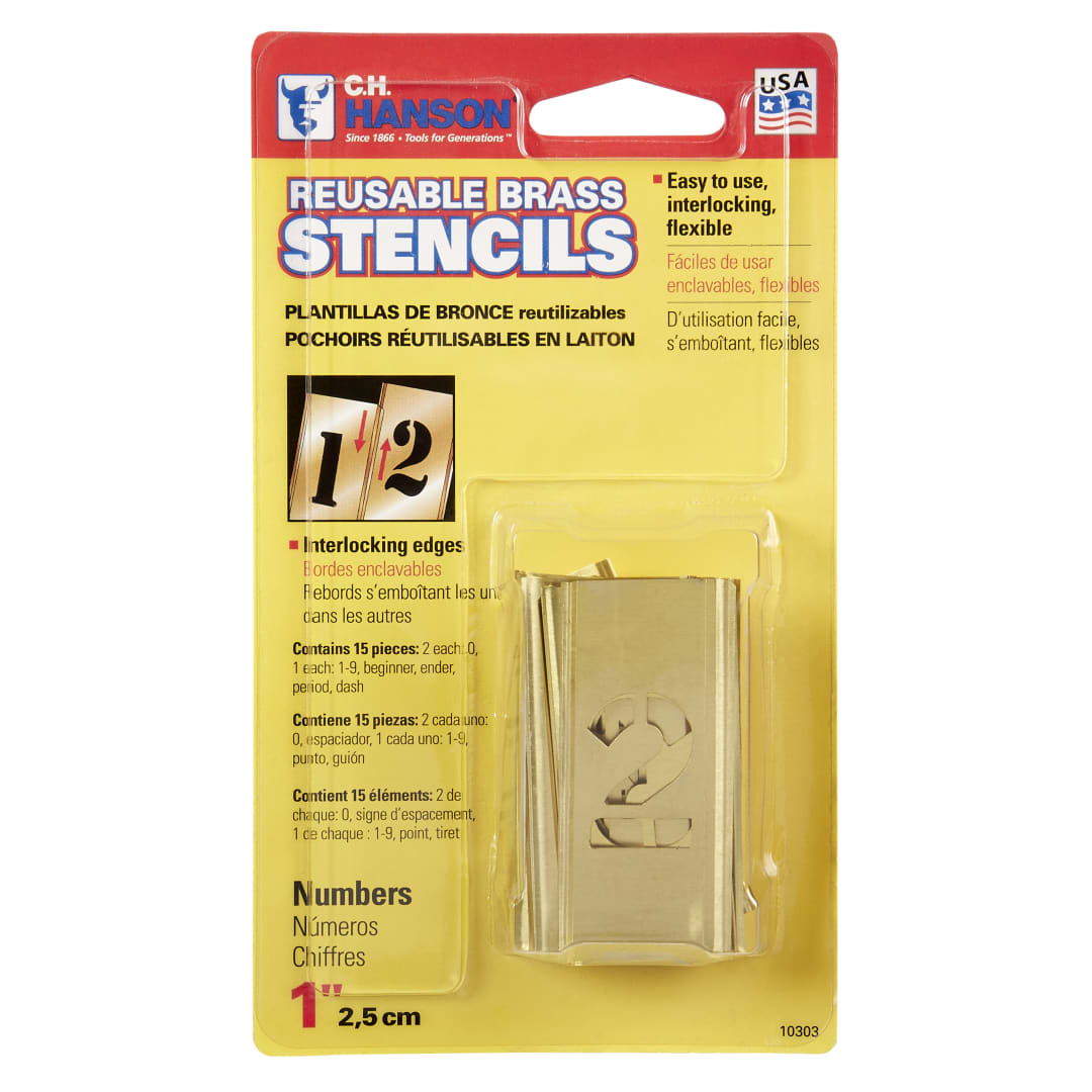 Stencil Set-Numbers 1" Brass 15 Pieces