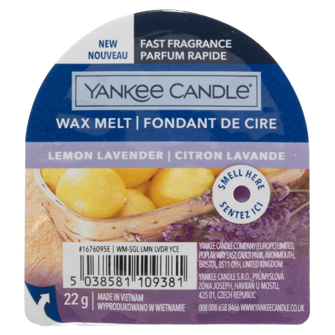 Yankee Candle Cera fundida | Limón y lavanda | Hasta 8 horas de fragancia | 1 unidad