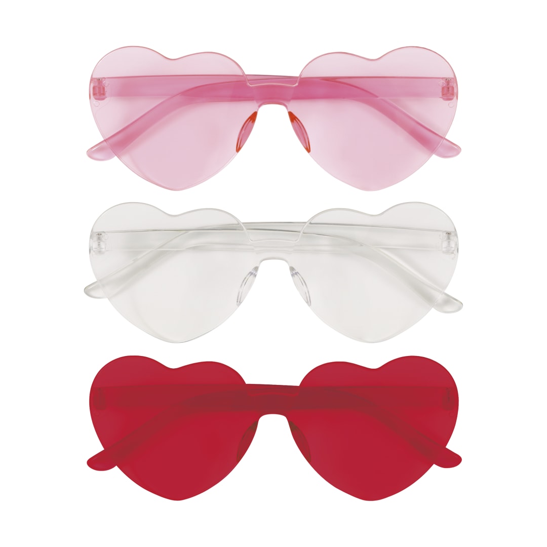 Assorted Red, Pink &amp; White Heart Shaped Novelty Glasses, 3ct