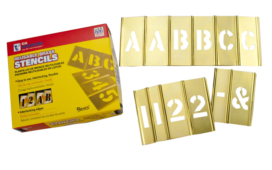 Stencil Set-Letter/Number 4" Brass 77 Pieces