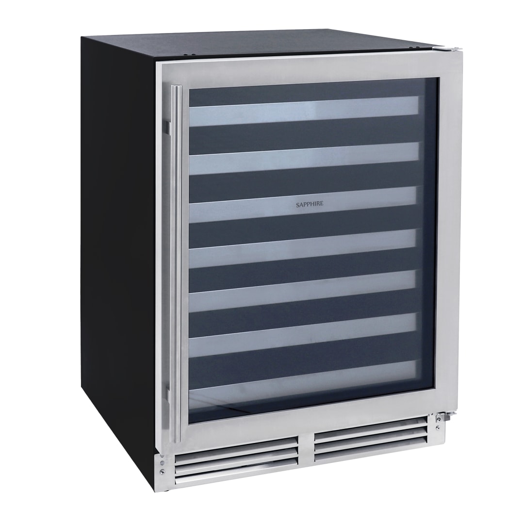 Sapphire Series 3 Premium Indoor/Outdoor Wine Cooler 24" W 46 Bottle Capacity In Stainless Steel Panel Ready Finish (SW243DZSSPR)
