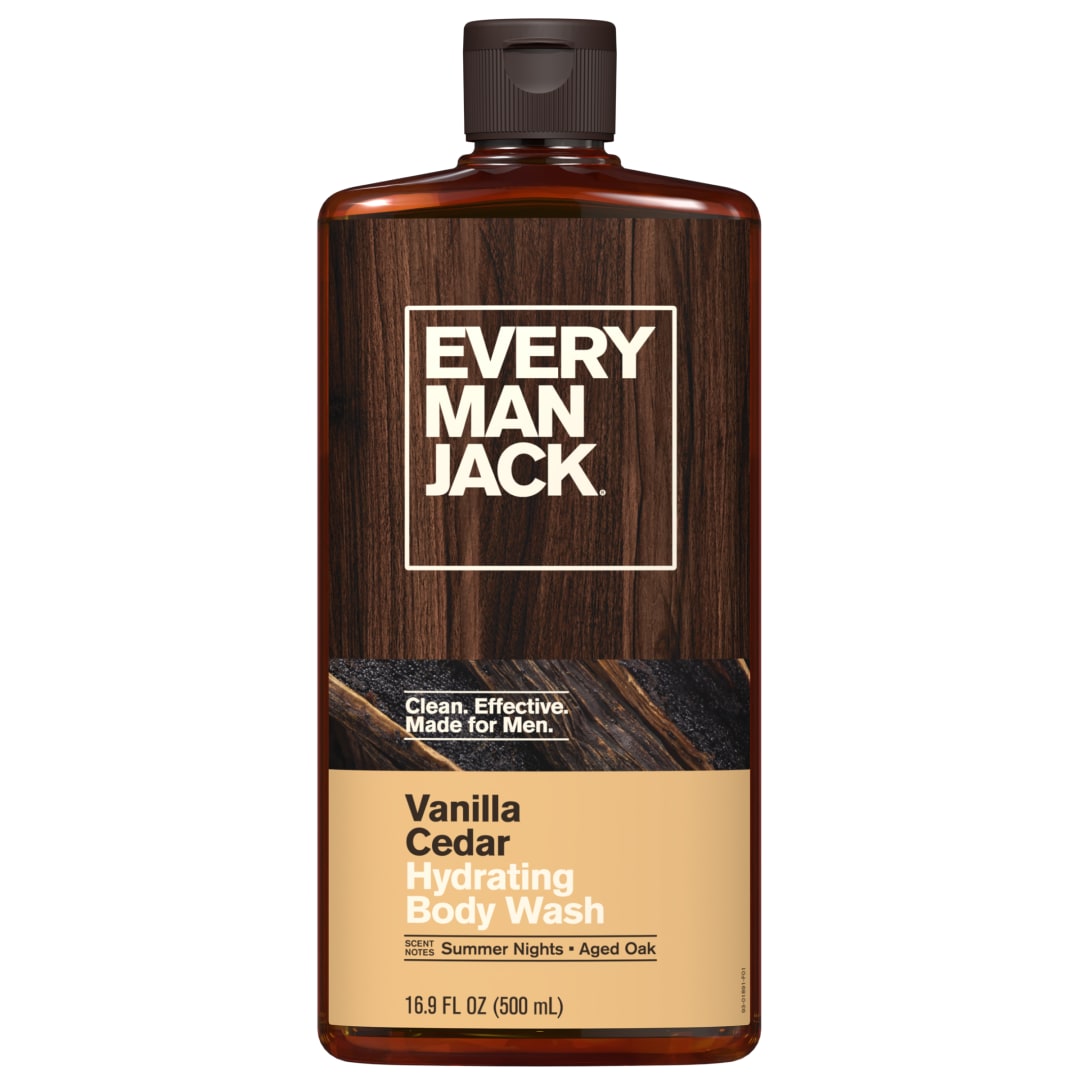 Every Man Jack Vanilla Cedar Hydrating Body Wash for Men, Naturally Derived, 16.9 oz