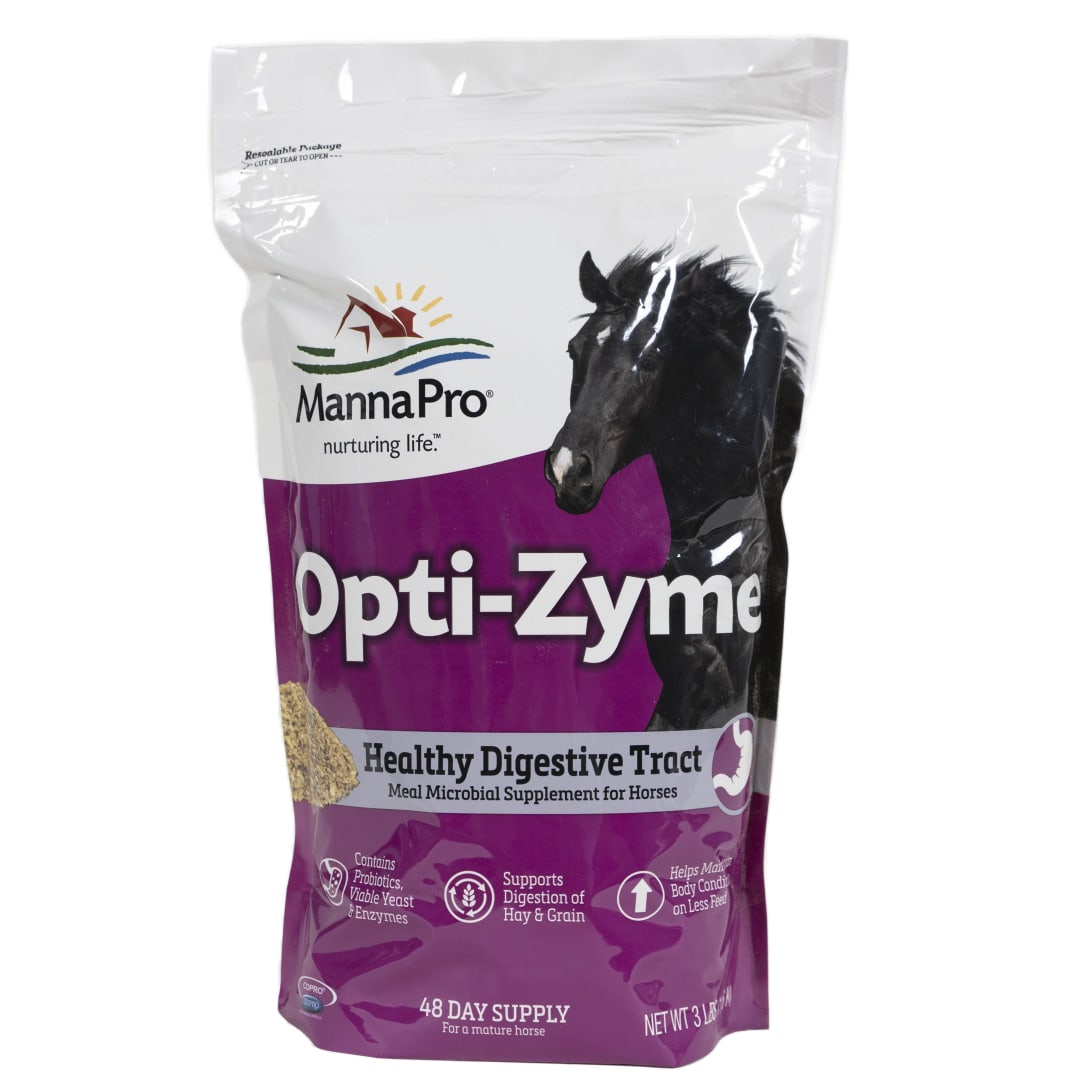 Manna Pro Opti-Zyme Microbial Digestive Supplement | Probiotic Supplement for Horses, Cattle, Pigs, Sheep and Goats | 3 Pounds