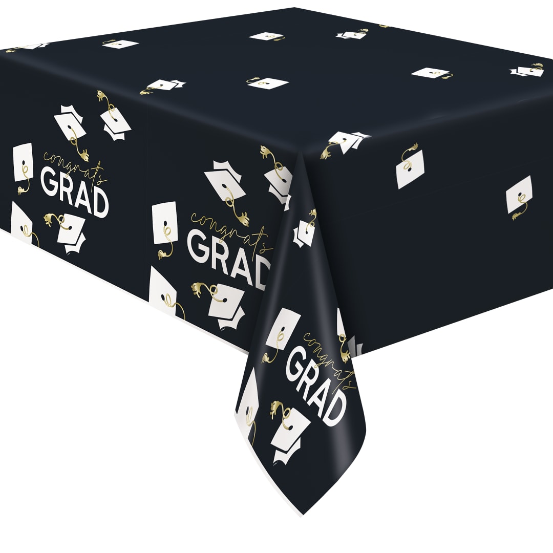 Party Grad "Congrats Grad" Rectangular Foil Table Cover, 54" x 84"