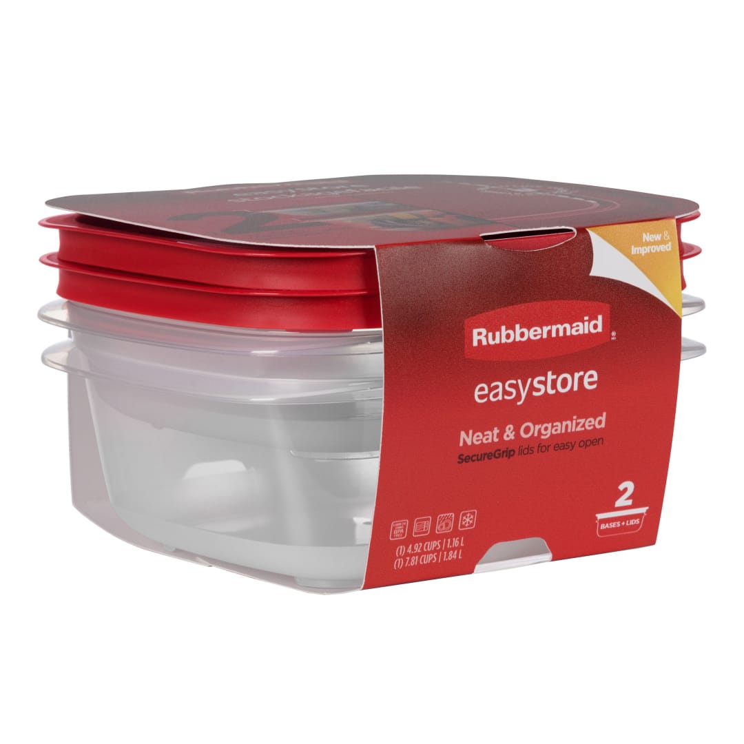 Rubbermaid 4.92- and 7.81-Cup EasyStore Square Food Storage Containers with Lids, 2 Pack