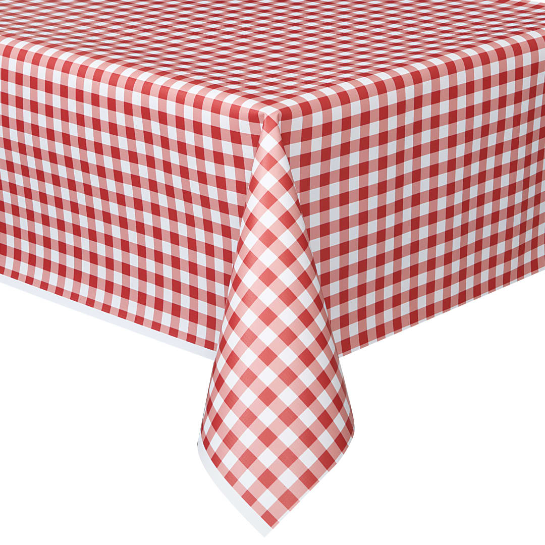 Red Gingham Rectangular Plastic Table Cover, 54" x 108"