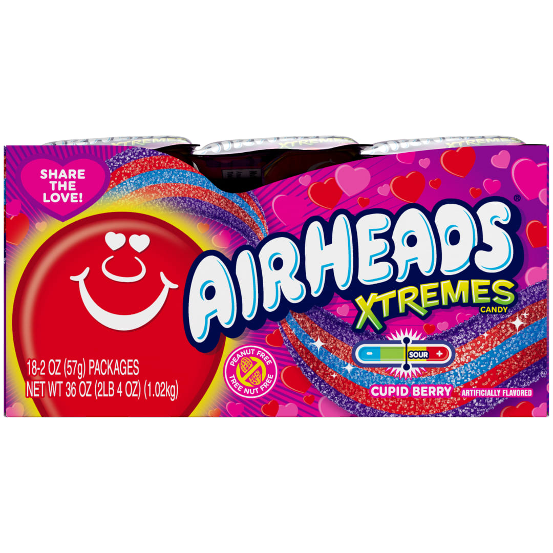 Airheads Xtremes Belts Cupid Berry 2 oz Valentine's Day Trays - 18 Pack