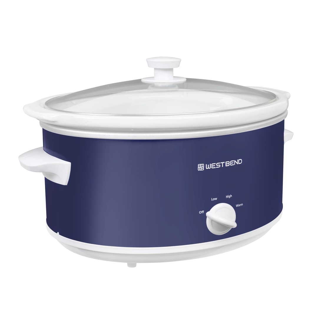 West Bend Slow Cooker, 6 Qt. Capacity in Navy & White (SCWB6QPTNW13)