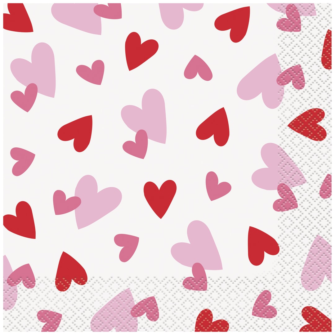Fluttering Hearts Luncheon Napkins, 16ct