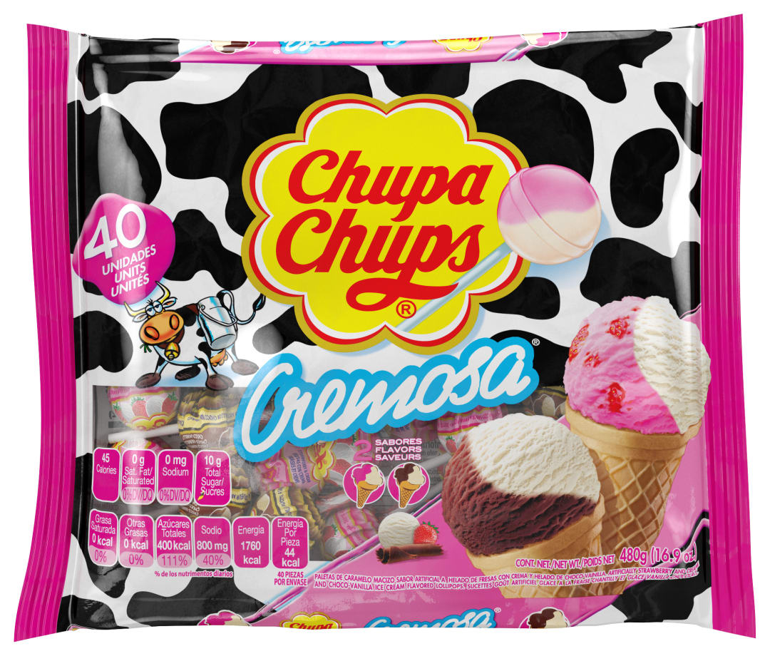 Chupa Chups Cremosa Lollipops Ice Cream 40 pc Laydown Bag