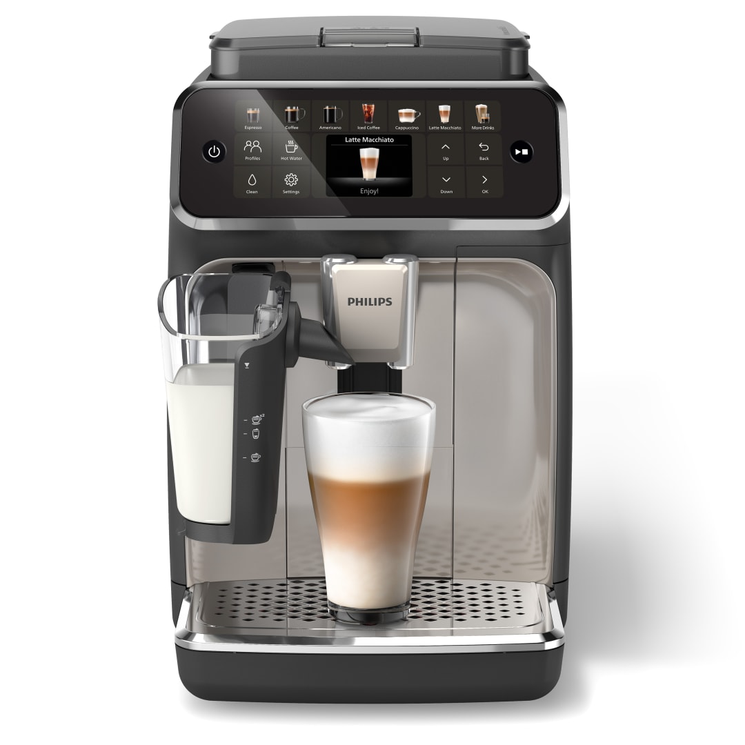 Philips 4400 Fully Automatic Espresso Machine with LatteGo Milk Frother, Black and Chrome
