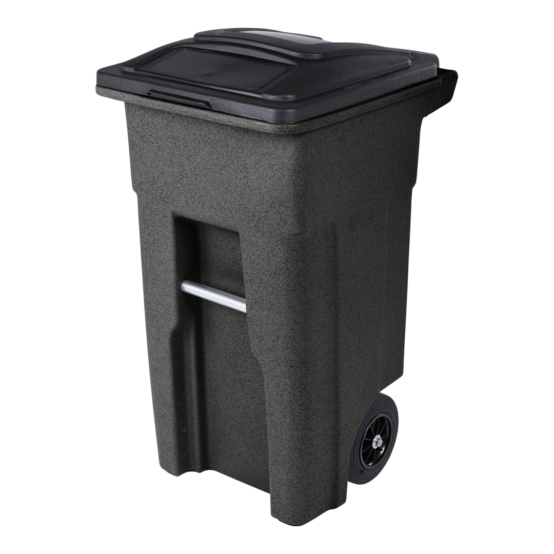 32 Gal. Blackstone Trash Can with Quiet Wheels and Attached Black Lid