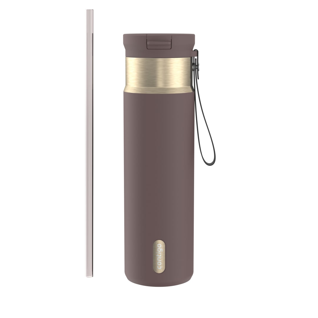 Contigo SnapSeal™ 24 oz Leakproof Stainless Steel Water Bottle with Carrying Strap and Reusable Straw