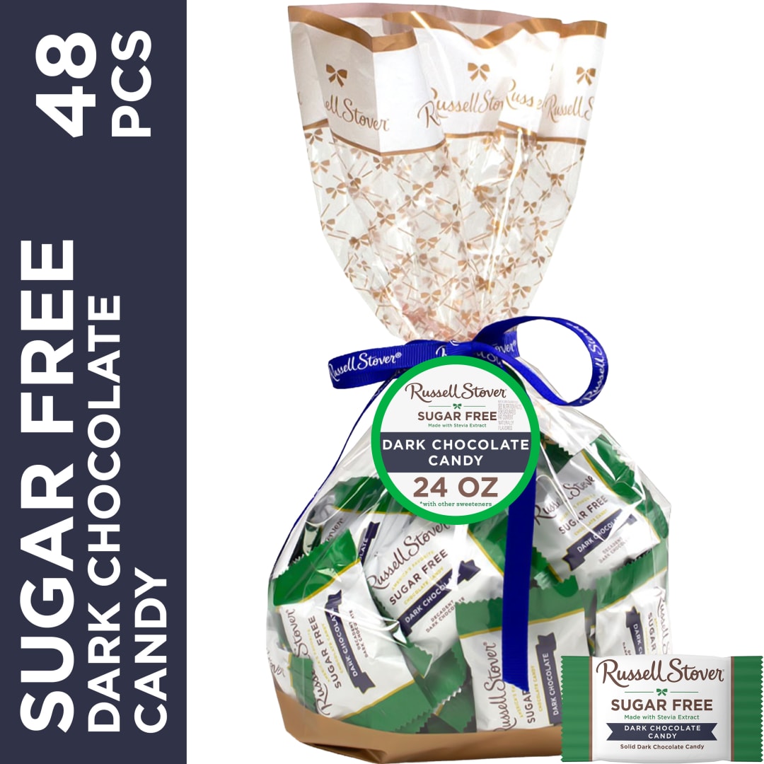 RUSSELL STOVER Sugar Free Solid Dark Chocolate Candy Gift Bag, 24 oz.