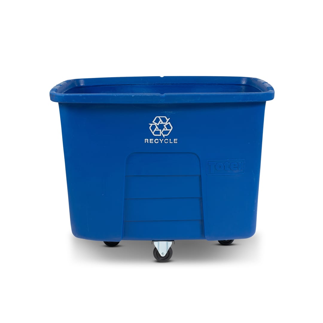 16 Cubic Feet 500 lbs. Capacity Heavy Duty Manual Cube Truck - Blue Recycle