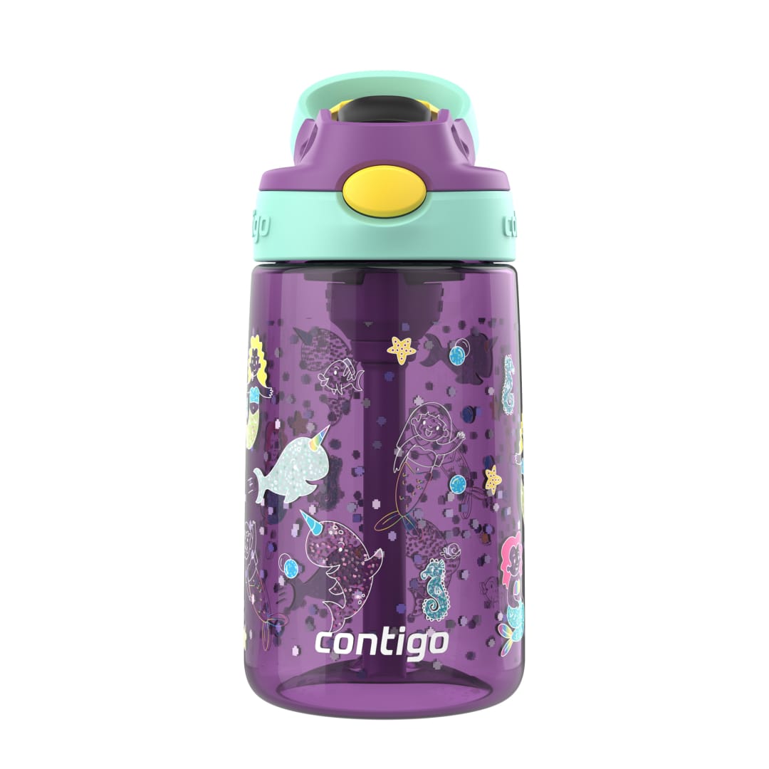 Contigo® Botella de Agua para Niños Aubrey, con Pajita AUTOSPOUT®, 14 oz, a Prueba de Derrames, Purpura