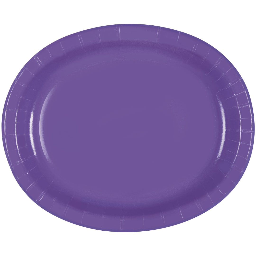 Neon Purple Solid Oval Plates, 8ct